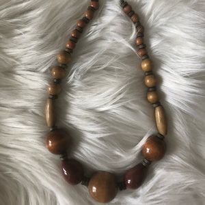 Light Walnut Wood Bead Necklace